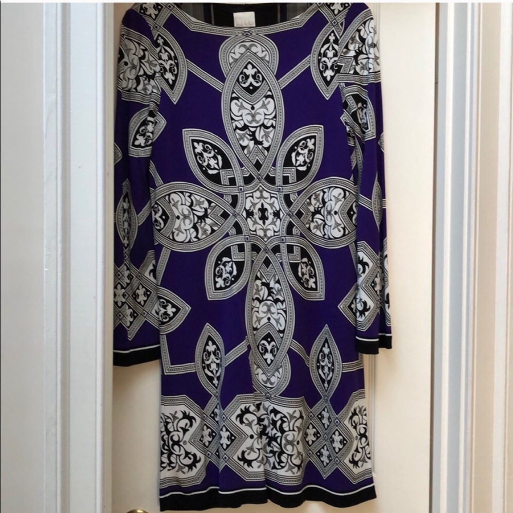 Nicole Miller blue black shift dress Small S